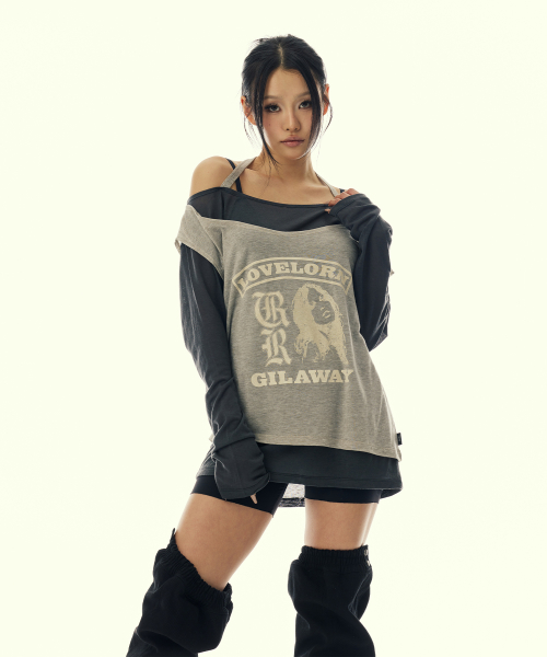 LAYERED GRAPHIC SHEER LONG SLEEVE_BLACK