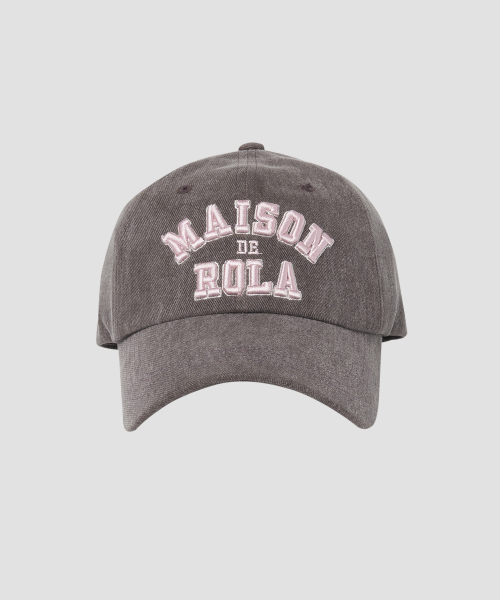 MAISON DE ROLA CAMPUS LOGO PIGMENT BALL CAP BROWN