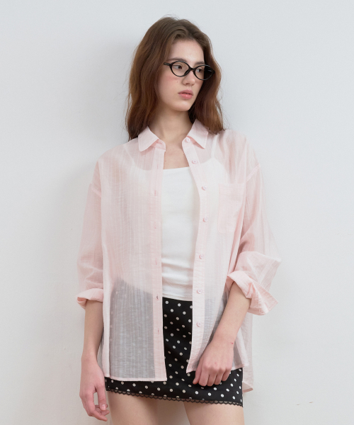 LOOSE FIT BACK POINT STRIPE SHIRTS L/PK