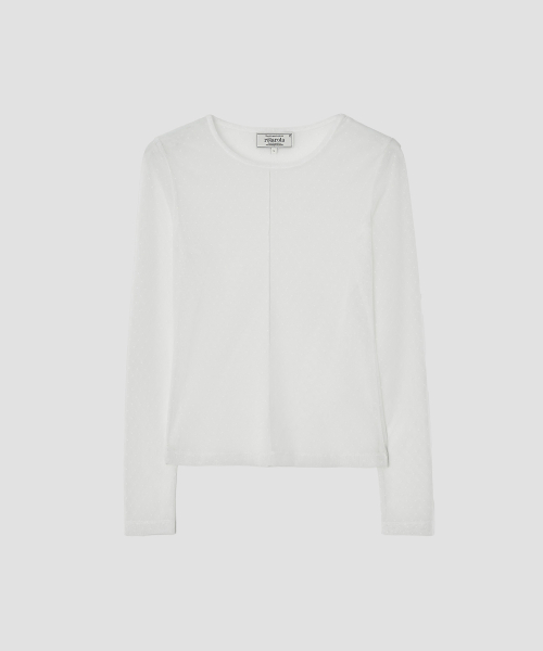 DOT SHEER LONG SLEEVE WHITE