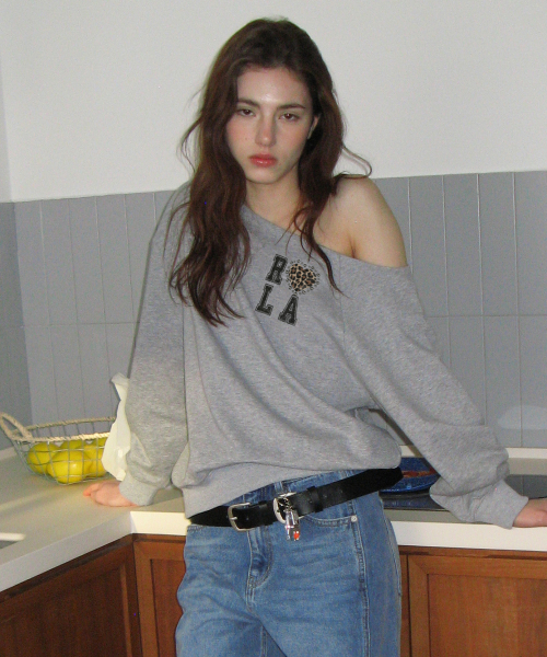 I LOVE ROLA OFF SHOULDER SWEATSHIRT M/GRAY