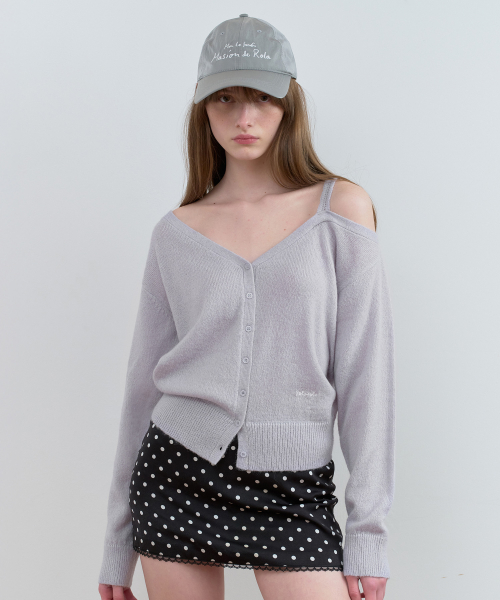 ONE OFF SHOULDER CARDIGAN L/GRAY