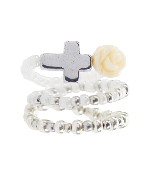 EL CROSS ROSE LAYERED RING(IVORY)