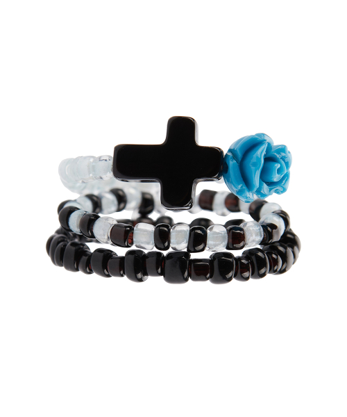 EL CROSS ROSE LAYERED RING(BLUE)