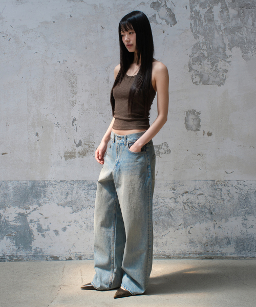W LOOSED WIDE DENIM PANTS (WASHED BLUE)