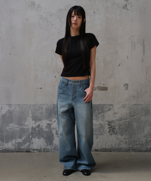 W LOOSED WIDE DENIM PANTS (LIGHT BLUE)