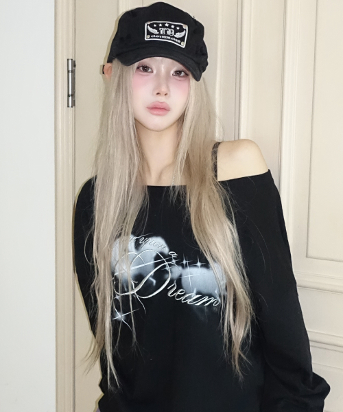 EL HORSE ONE-SHOULDER TEE(BLACK)