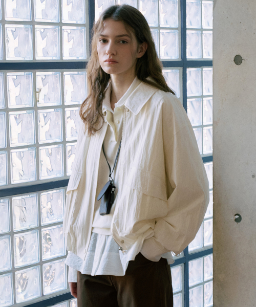Cotton Bomber Jacket[LMBFSPJK109]-Ivory