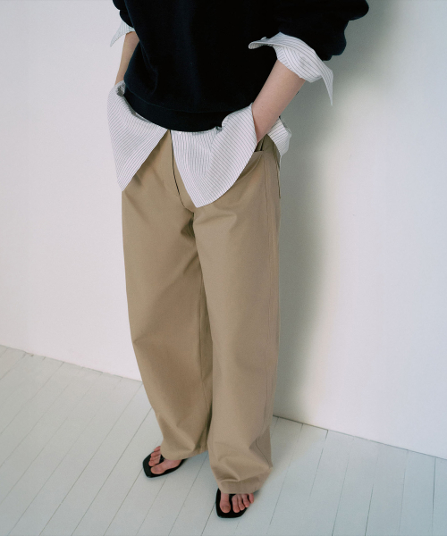 Natural Curved Cotton Pants[LMBFSPPT505]-2color