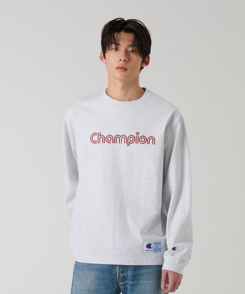 트랙 로고 루즈핏 조그택 롱슬리브 티셔츠 Light Grey