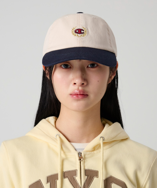 C로고 컬러블록 볼캡 Ecru