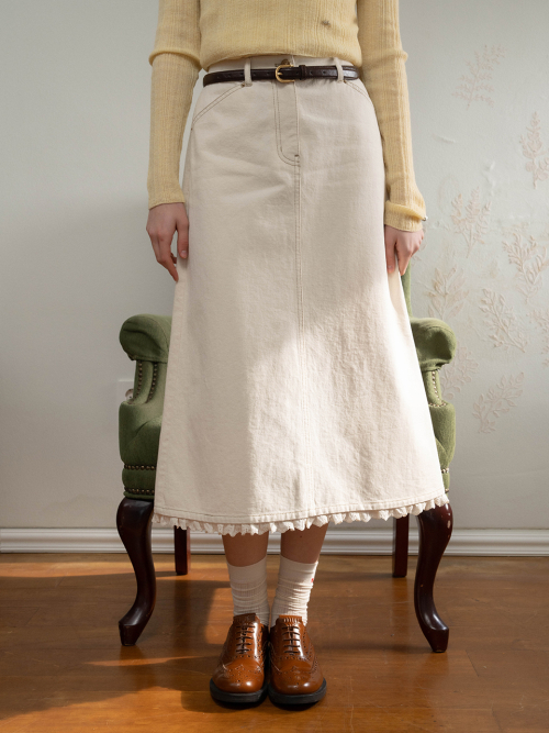 Lace Trimming Long Skirt MU2611SK102M