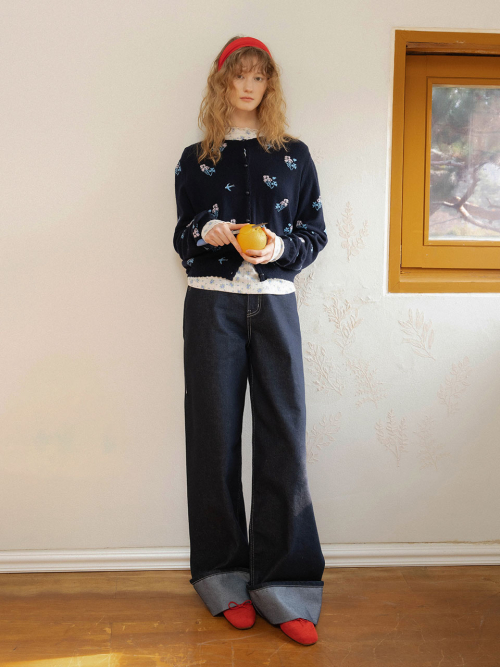 Wide Turn-up Denim Pants MU2611DN102M