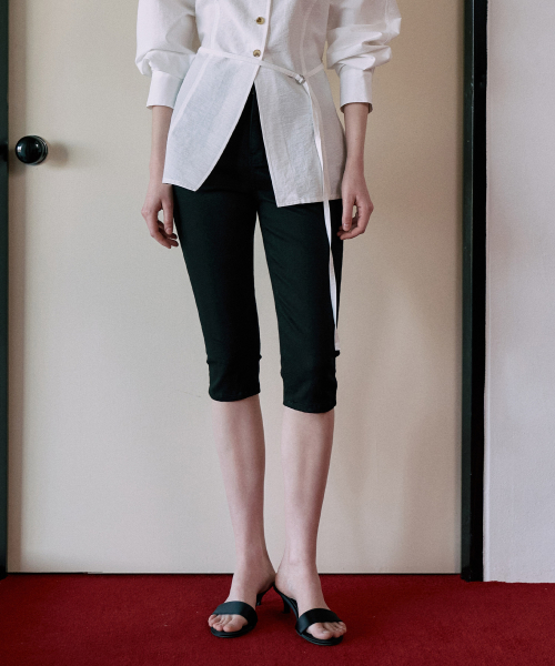 Stretch Capri Pants[LMBFSPDN018]-Black