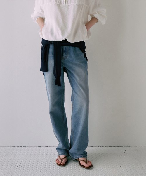 [기장선택]Relaxed Tapered Denim[LMBFSPDN019]-Medium blue