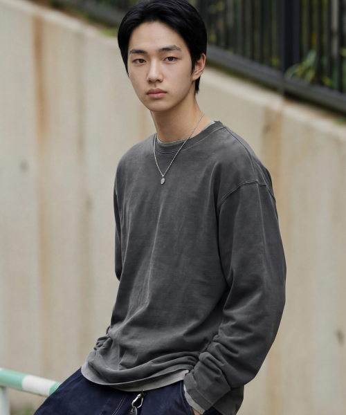 Boy Crop Pigment Long Sleeve Darkgray KJLT2683