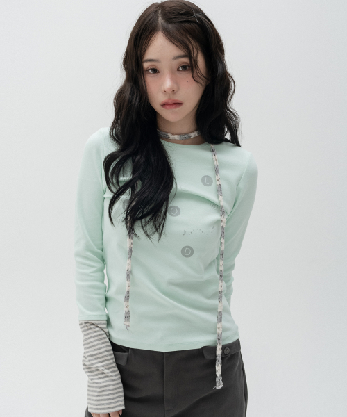 Dot Graphic Layered Long Sleeve_Mint