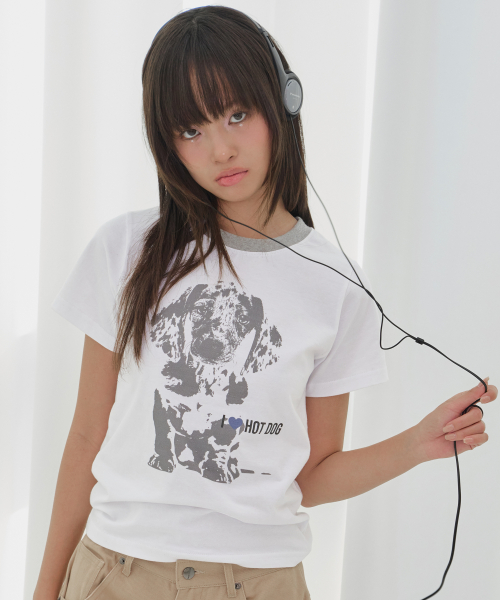 I LOVE HOT DOG TEE (WHITE) F26QB053
