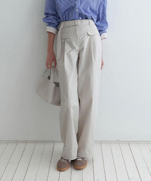 Belt Cotton Curved Pants NEW6SL216