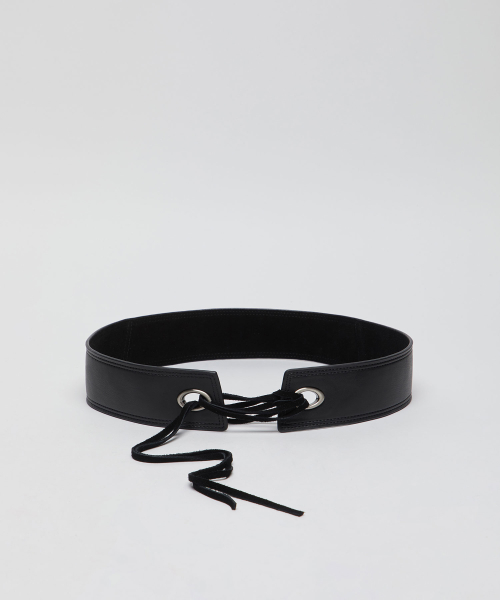 Eyelet wide belt(Suede black)_OVABX26052SBK