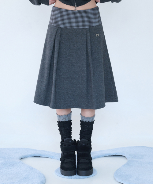 MINI CHECK SWEAT SK CHARCOAL