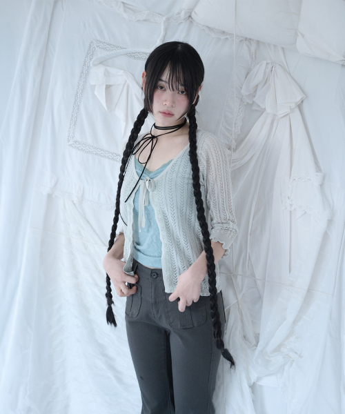 3/4 LACE KNIT CARDIGAN MISTY MINT