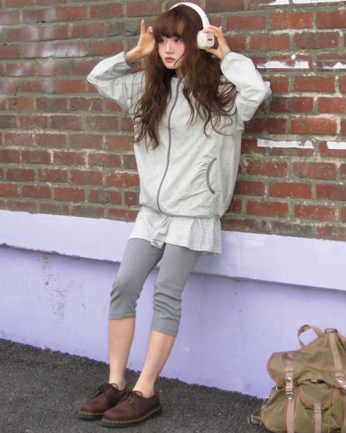 FLOWER SKIRT LEGGINGS [GREY]