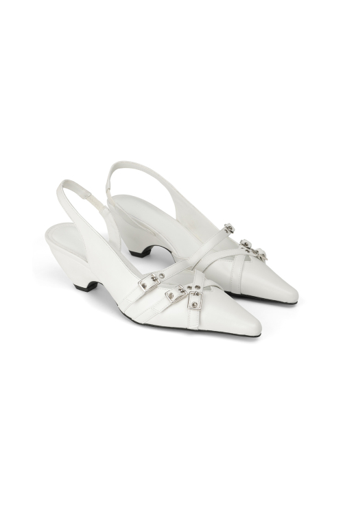 BUCKLE STRAP SLINGBACKS IN WHITE