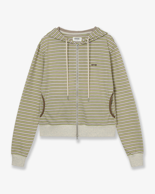 STRIPE HOODIE ZIP UP [GREEN]