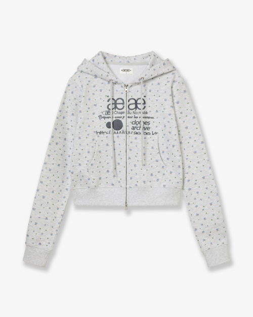 WEB LOGO FLOWER CROP HOOD ZIP UP [BLUE]