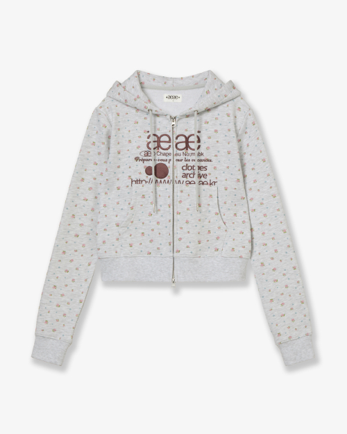 WEB LOGO FLOWER CROP HOOD ZIP UP [PINK]