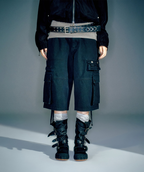 (WOMEN) TONY CARGO BERMUDA PANTS BLACK