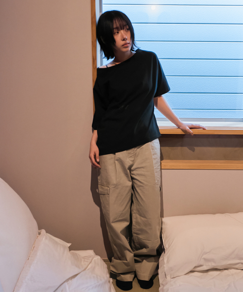 COTTON CARGO PANTS (BEIGE)