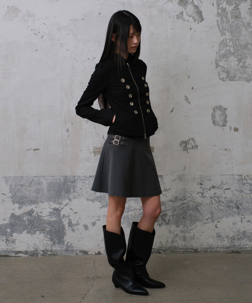 FLARE SHORT SKIRT (GRAY)