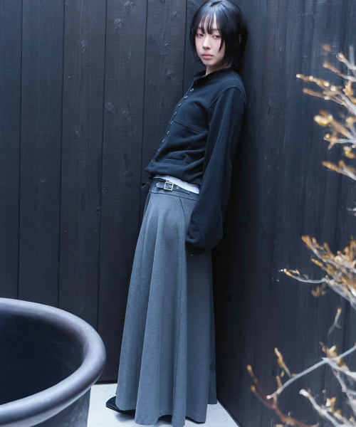 FLARE LONG SKIRT (GRAY)