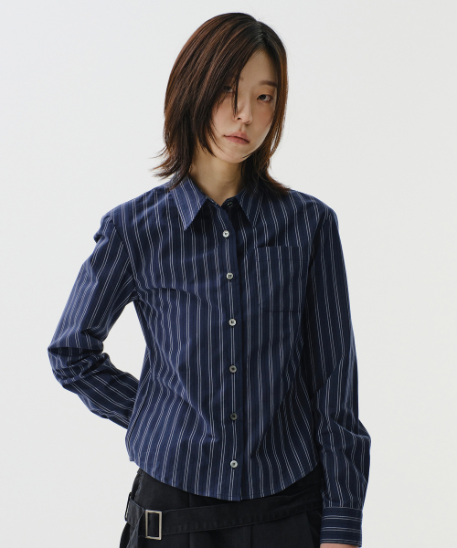 BASIC SLIM FIT SHIRTS (NAVY)