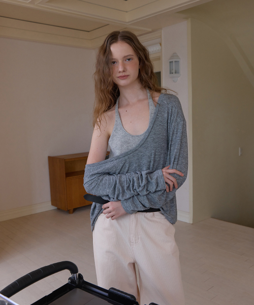 Hay wool halter layered sleeveless - Gray