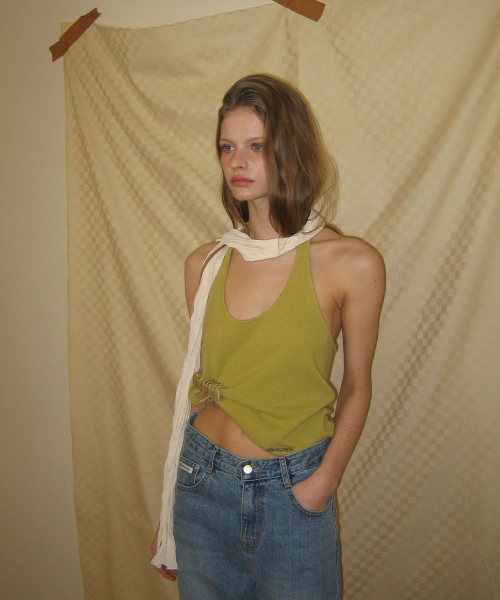 Hay wool halter layered sleeveless - Olive
