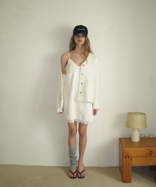 Aloha lace satin mini dress - Cream