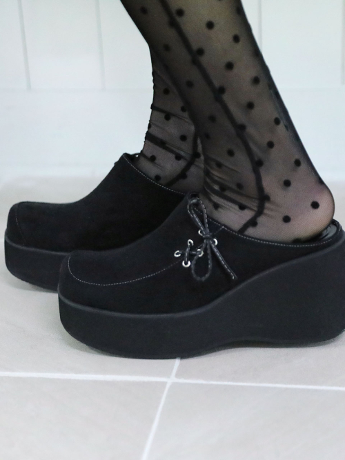 SUEDE SQUARE SLIPPERS(BLACK)