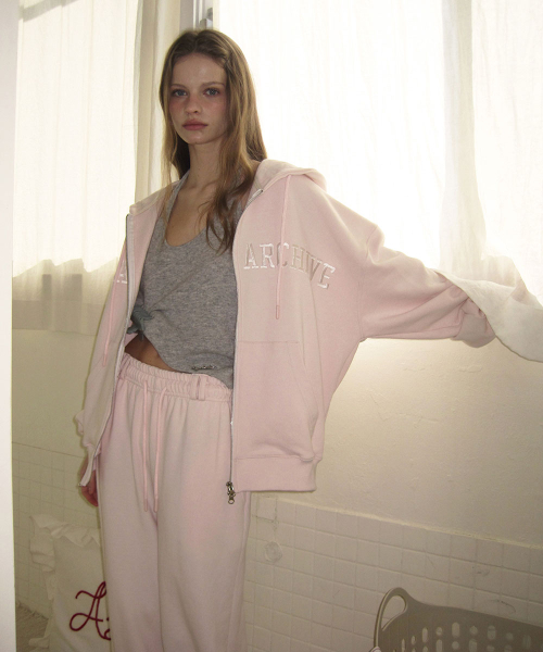 Candle hoodie zip-up - Baby pink