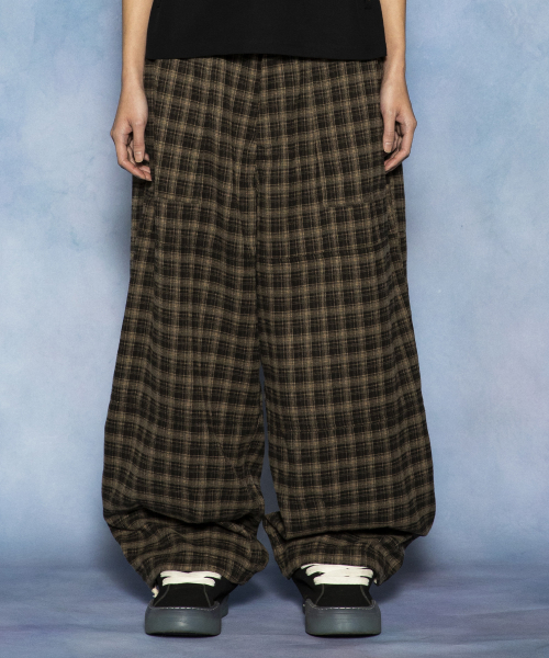 GP181 로프타이 체크 라운지 팬츠 (BROWN)