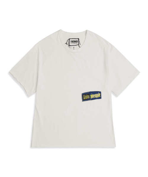 Aloha pineapple patchwork tee in white