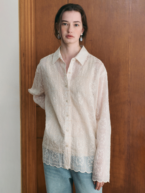 ADELINE lace oversized shirt_IVORY