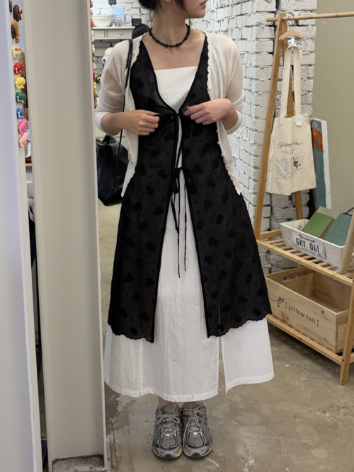 ELINA layered lace dress_BLACK