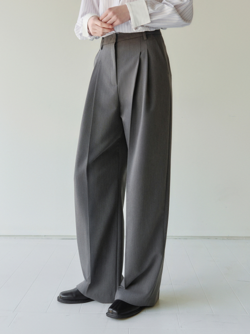 Classic Two-Tuck Wide Slacks Grey AT6PAA027GE