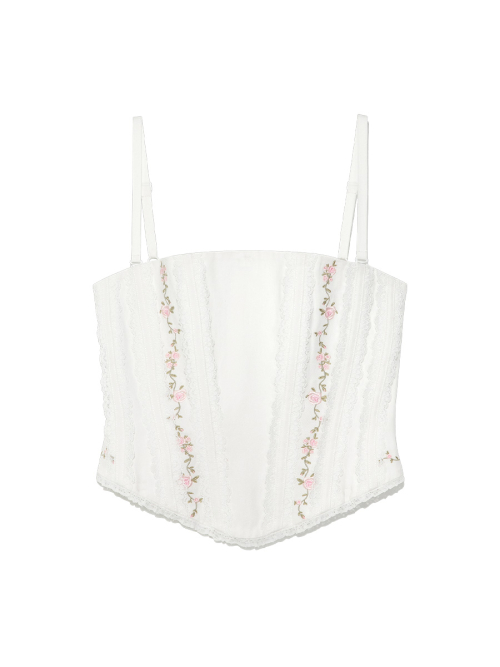 LACE ROSE CORSET TOP (WHITE)