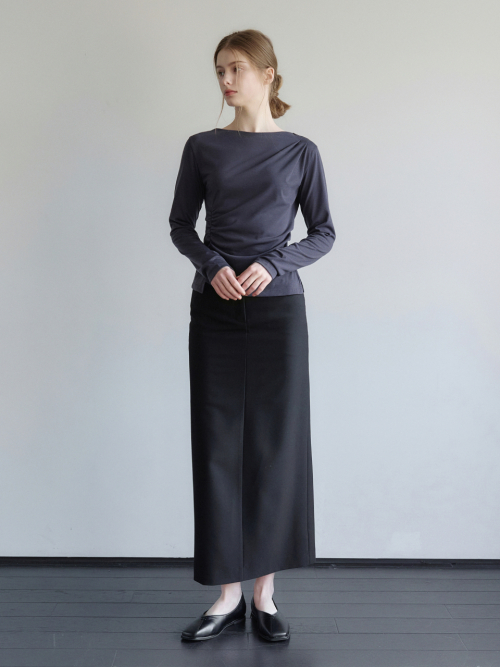Back-slit Maxi Skirt Black AT6SKA026BK