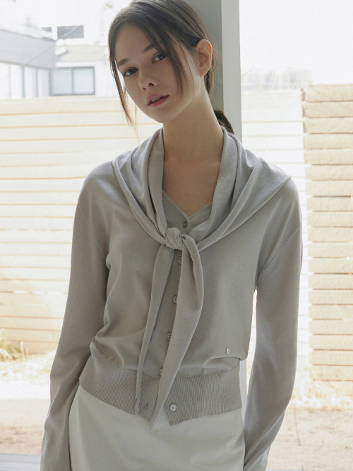 Multi-way Shawl Scarf Cardigan Light Grey AT6CDA008LE