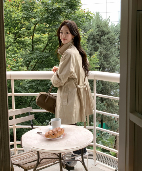 High neck Half Trench coat Beige AT6JAA006BI
